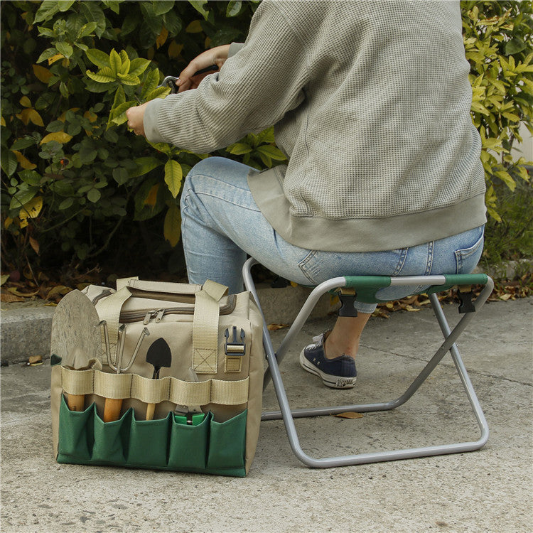 Removable Storage Multifunctional Folding Stool For Garden Tools