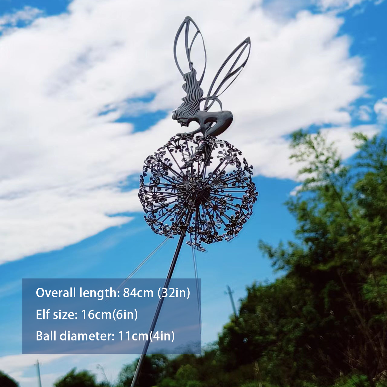 Metal Dandelion Flower Fairy Outdoor Garden Yard Decoration