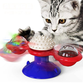 Pet Toy Cat Windmill Toy With Tooth Cleaner